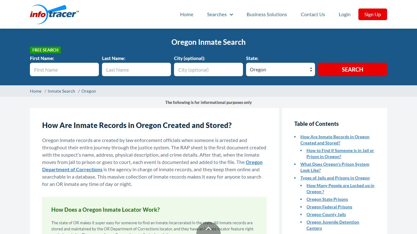 Oregon Inmate Locator And Oregon Offender Search - InfoTracer